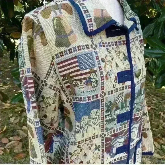 Vintage tapestry jacket with American pattern by Blair - Picture 4 of 7